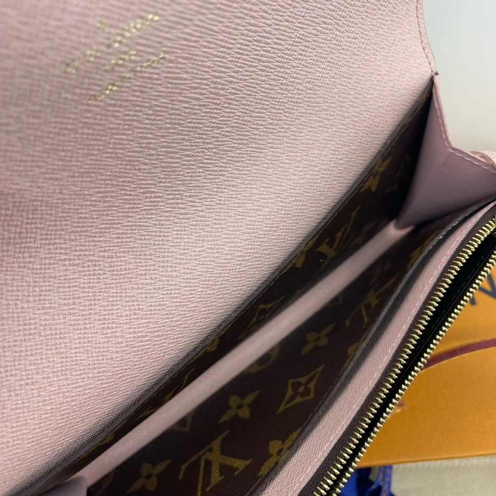 Louis Vuitton Monogram Emilie Wallet on Strap Rose Ballerine M61289 - Picture 7 of 14